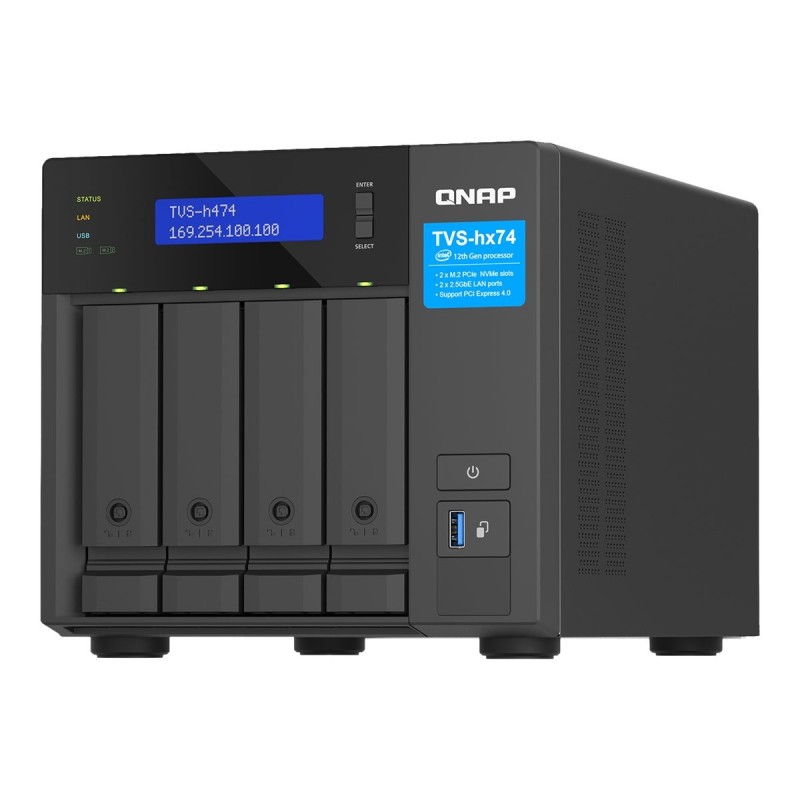 Serveur NAS QNAP TVS-H474-PT-8G 4-bay QuTS hero NAS Intel Pentium Gold G7400 8Go