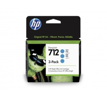 HP 712 - Pack de 3 cartouches d'impression cyan 29ml (3ED77A)