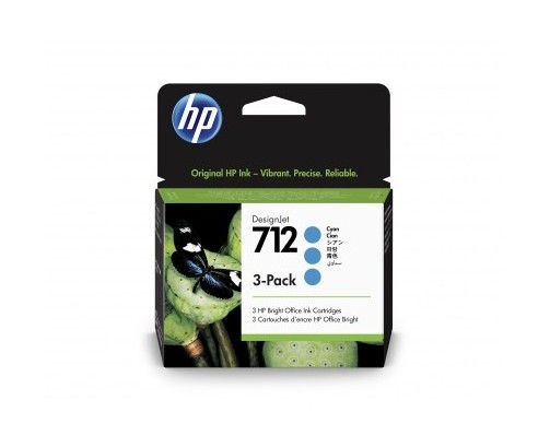 HP 712 - Pack de 3 cartouches d'impression cyan 29ml (3ED77A)