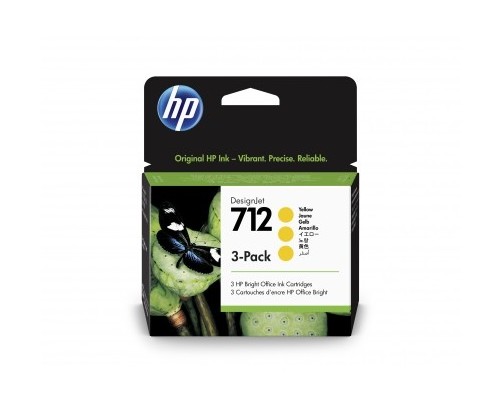 HP 712 - Pack de 3 cartouches d'impression jaune 29ml (3ED79A)